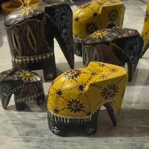 Handcrafted Elephant Figurines Set of 8